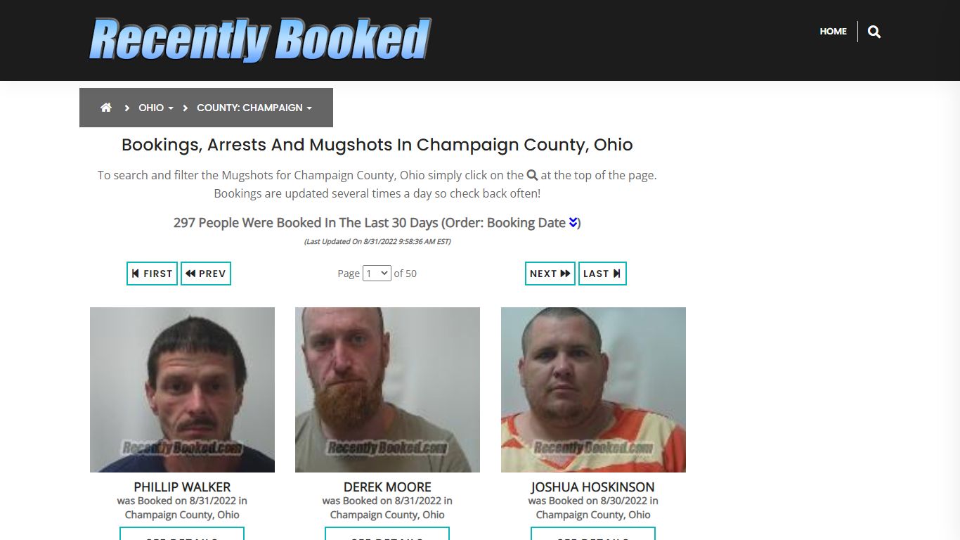 Bookings, Arrests and Mugshots in Champaign County, Ohio